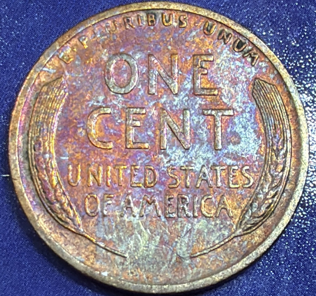 1909 Lincoln Wheat Cent 1C AU Colorful Toned Red Brown Penny Philadelphia Coin