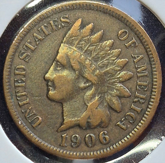 1906 Indian Head Cent Penny, F+/VF Features, LIBERTY, Receive Coin Pictured 1C