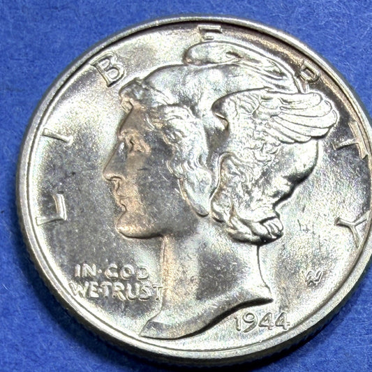 1944 Mercury Dime 10C BU Brilliant Uncirculated 90% Silver Bright White WWII Era