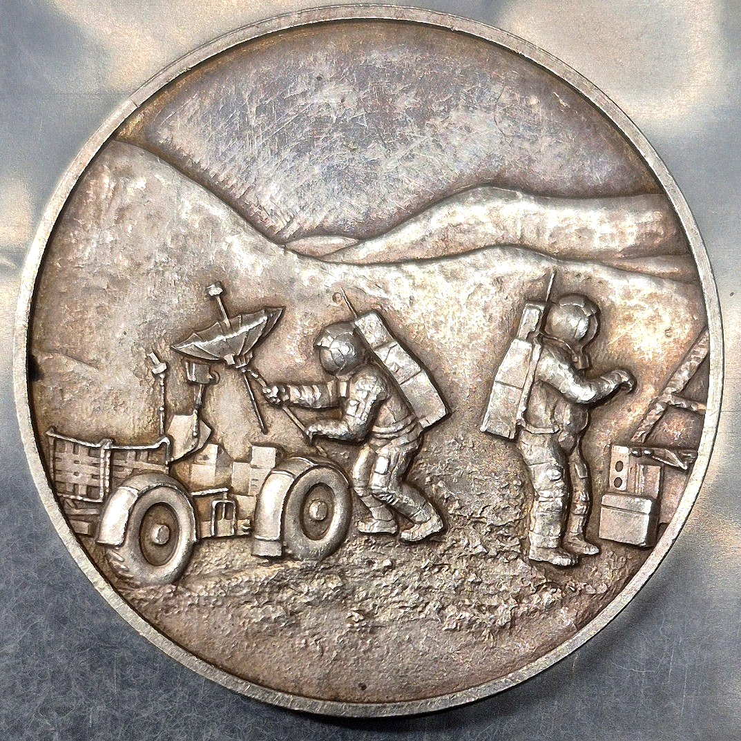 1971 Apollo 15 Scott Worden Irwin Sterling Medal 33g Version Mintage 31851 Toned