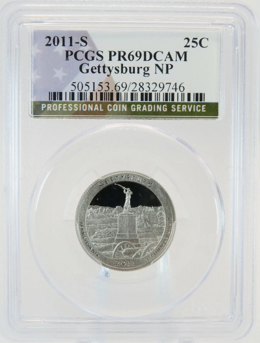 🔥 2011 S 25C GETTYSBURG  NP National Park Washington Quarter PCGS PR69DCAM