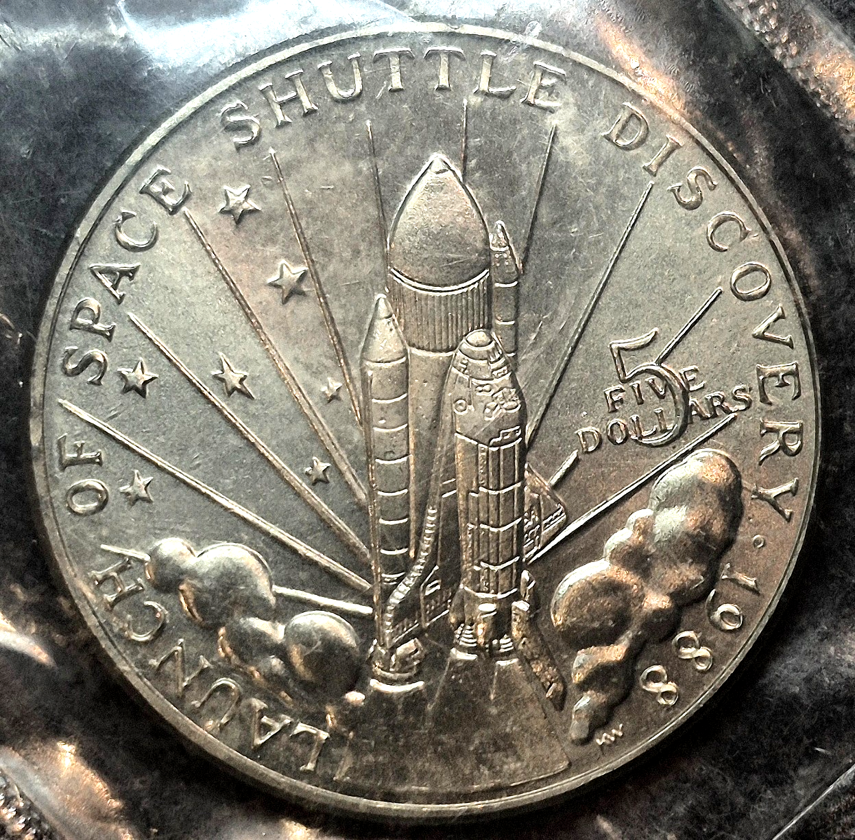 1988 Marshall Islands Space Shuttle Discovery $5 Dollar UNC Sealed Coin TONER