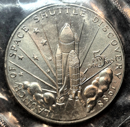 1988 Marshall Islands Space Shuttle Discovery $5 Dollar UNC Sealed Coin TONER