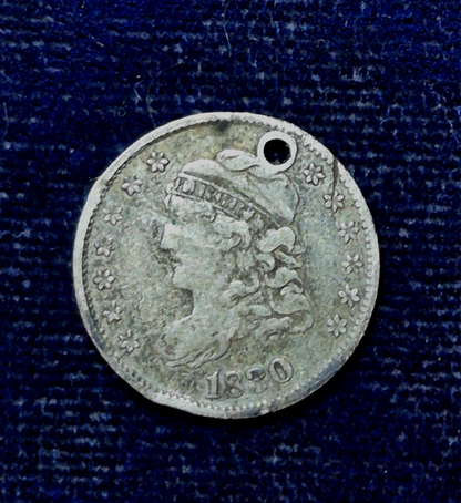 1830 Capped Bust Half Dime .8924 Silver, VF+ Features -Holed -US Early R- 4.5