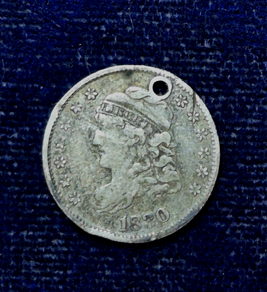 1830 Capped Bust Half Dime .8924 Silver, VF+ Features -Holed -US Early R- 4.5