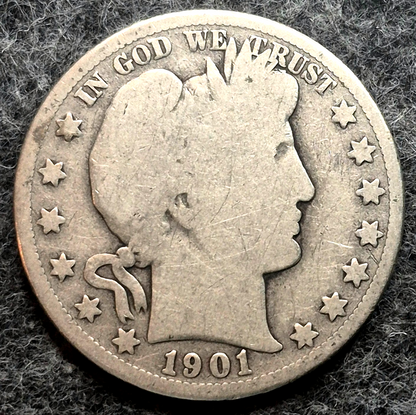 1901 S Barber Half Dollar 50c Good Features, Harder Semi-Key Date