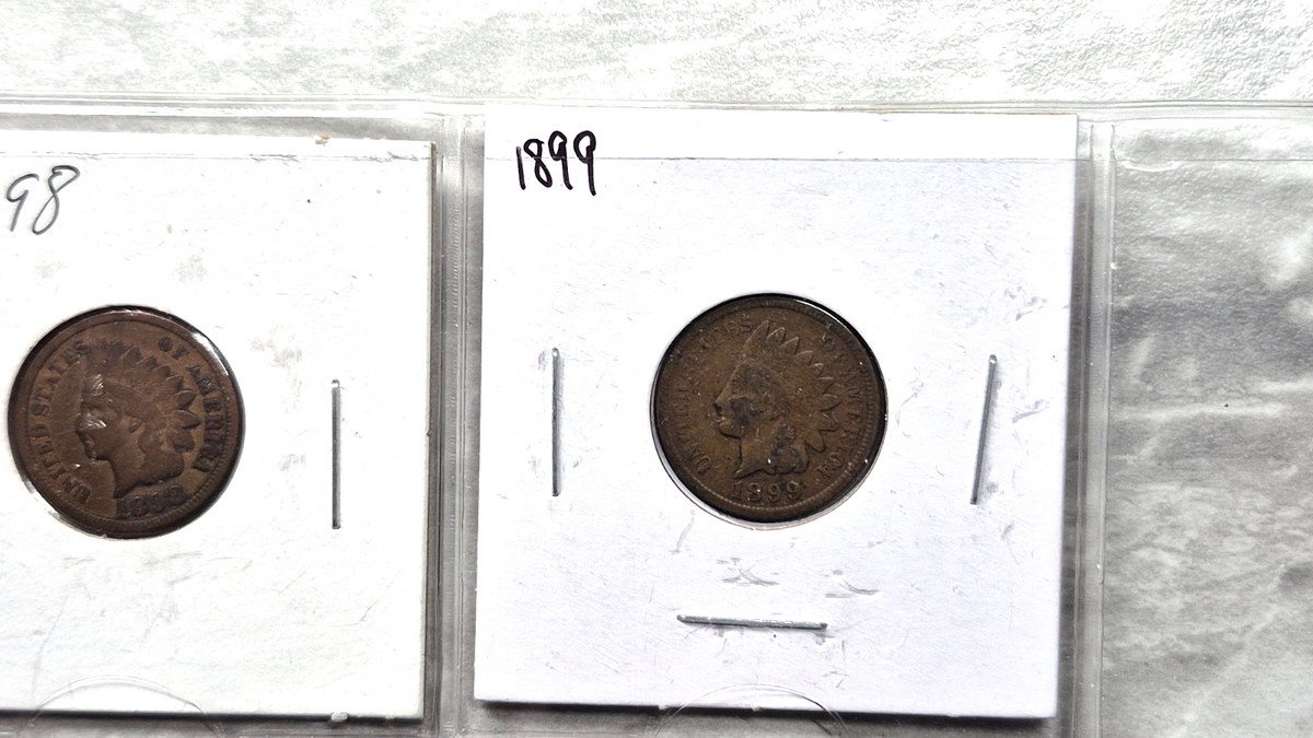 Lot of 11 Indian Head Cents 1897-1907 Vintage 2x2 Flips Old Collection 1C Penny