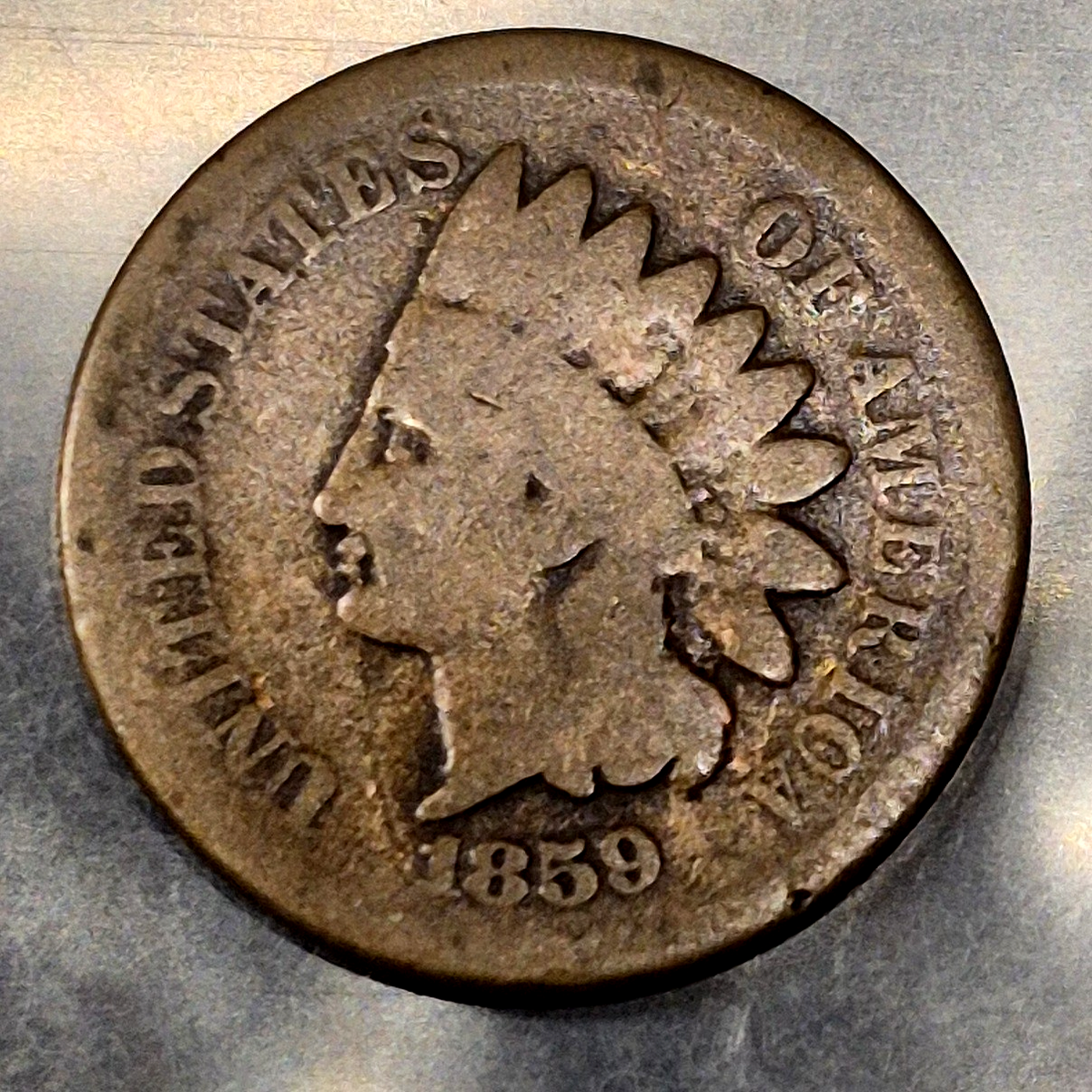 1859 Indian Head Cent Penny 1C G Good Copper-Nickel Laurel Wreath 1st Year Coin