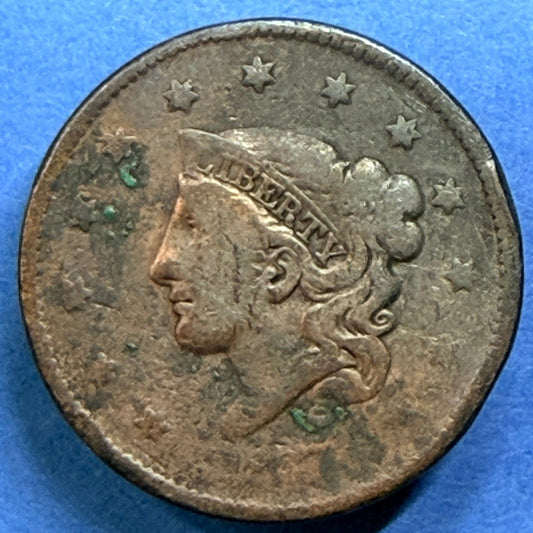 1827 Coronet Head Large Cent 1C VG Very Good Copper Penny Philadelphia US Coin