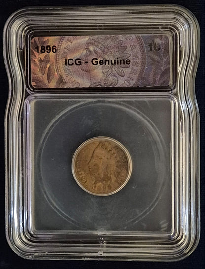 1896 INDIAN HEAD CENT - ICG - Genuine - Good -Very Good Features