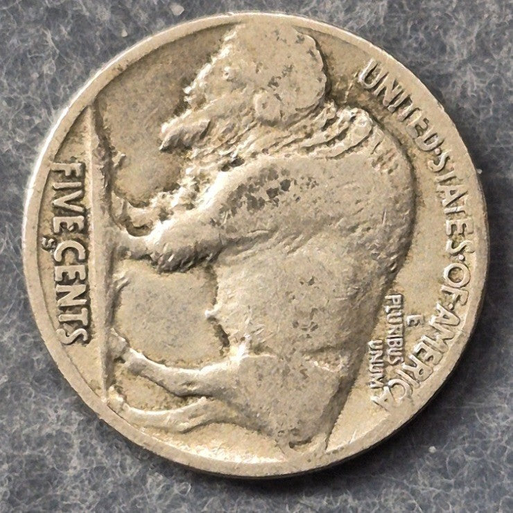 1925-S Buffalo Nickel 5C San Francisco Mint Partial Date Indian Head Bison AG