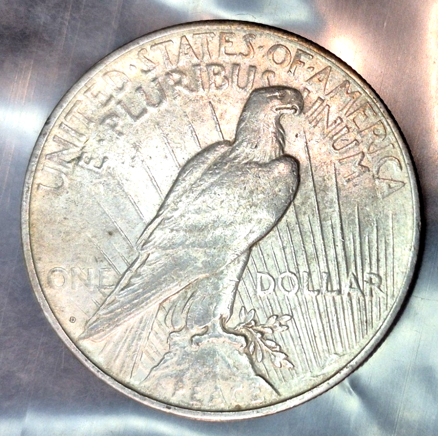1922-D Peace Silver Dollar $1 AU About Uncirculated Denver Mint 90% Silver Toned
