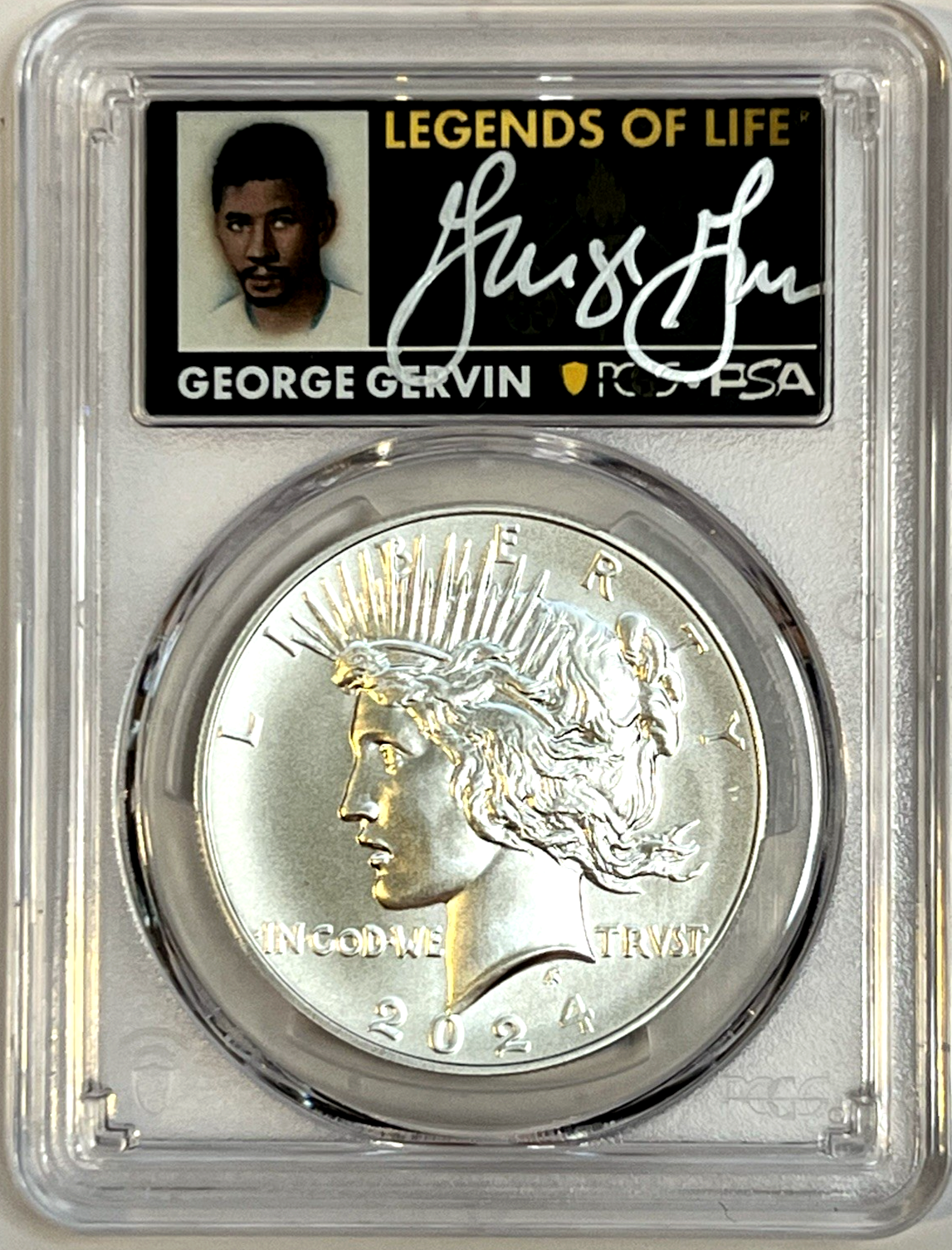 2024 Peace .999 Silver Dollar PCGS MS70 ADVANCED RELEASE George Gervin Pop of 5