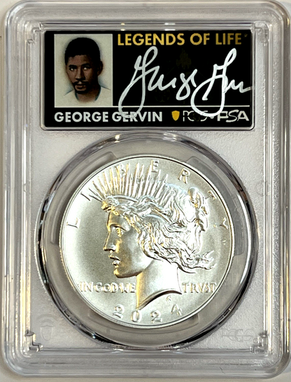 2024 Peace .999 Silver Dollar PCGS MS70 ADVANCED RELEASE George Gervin Pop of 5