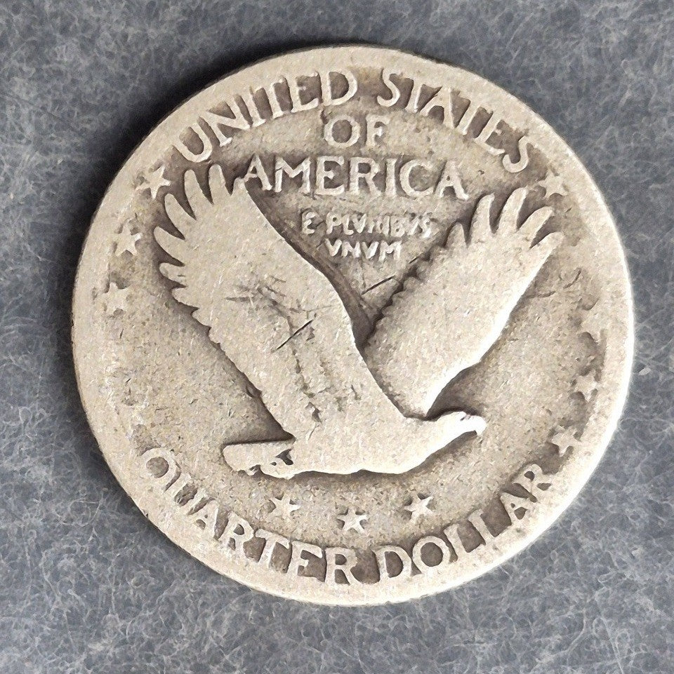1925 P Standing Liberty Quarter 90% Silver VG Full Date First Year Recessed Date