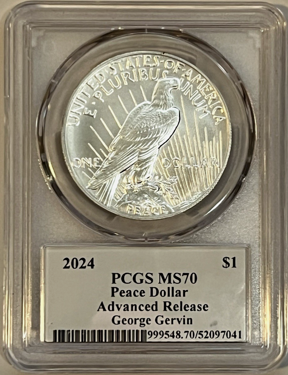 2024 Peace .999 Silver Dollar PCGS MS70 ADVANCED RELEASE George Gervin Pop of 5