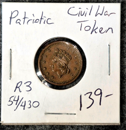 1864 Civil War Token Indian Princess Head XF++ Features Video Coin Shown