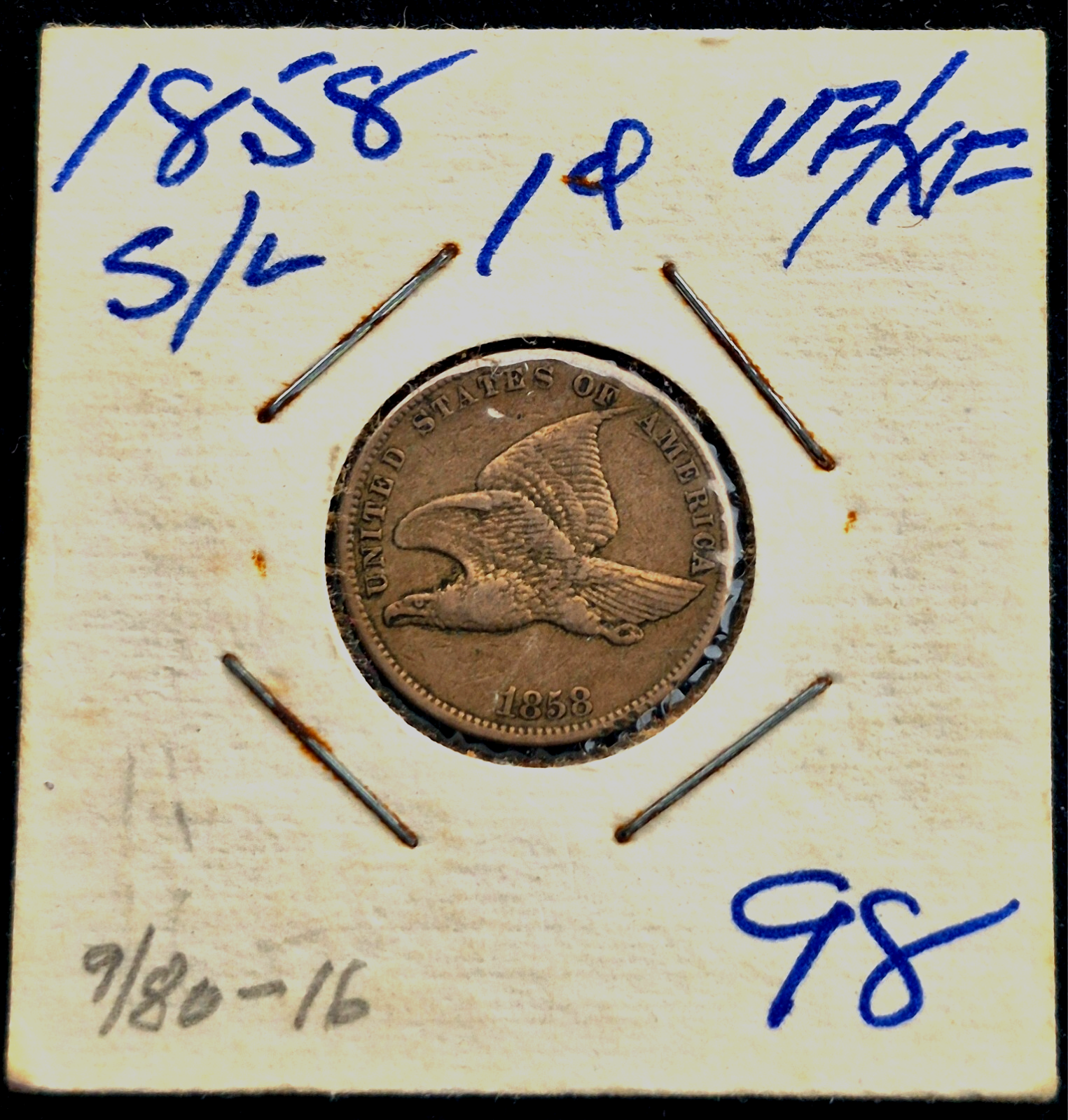 1858 Flying Eagle One Cent VF+ Features Small Letter in Vintage Flip Last Year