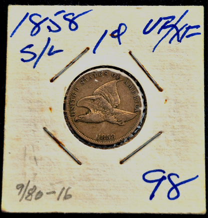 1858 Flying Eagle One Cent VF+ Features Small Letter in Vintage Flip Last Year