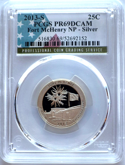 2013 S National Parks 5 Coin Silver Quarter Set PCGS PR69DCAM Special Flag Label