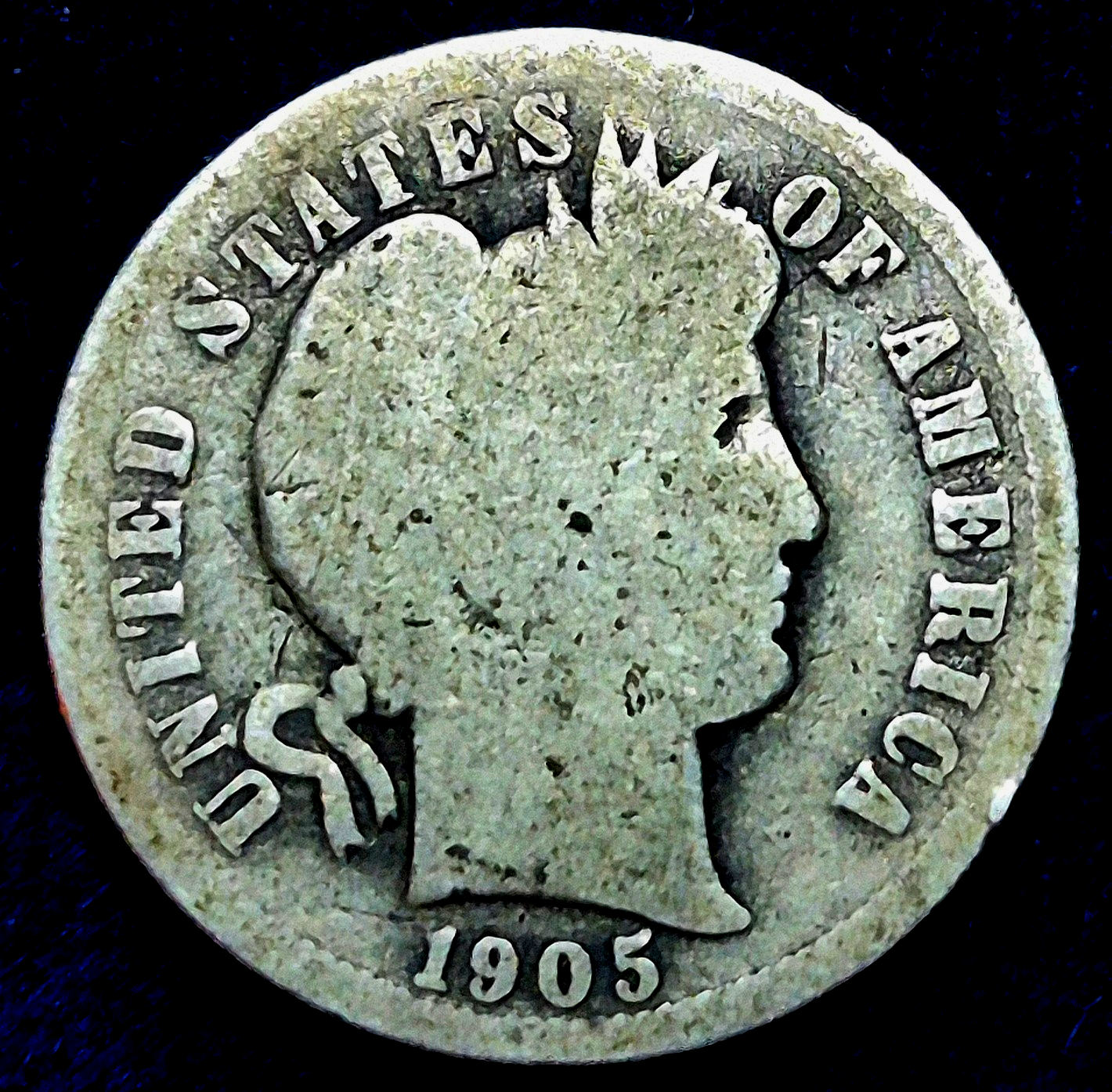 1905 O Barber Dime Scarce Hard to Find Micro O, G+ Features, Low Survival Rate