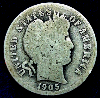 1905 O Barber Dime Scarce Hard to Find Micro O, G+ Features, Low Survival Rate