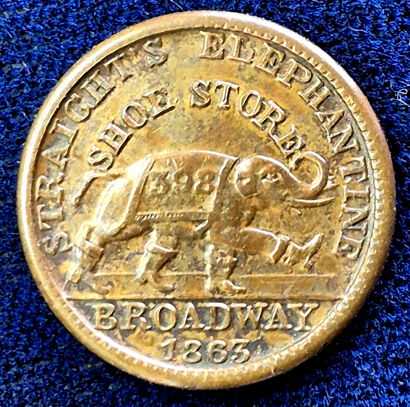 1863 Albany New York Civil War Token Straights ElephantIne Boots Shoe Store 398