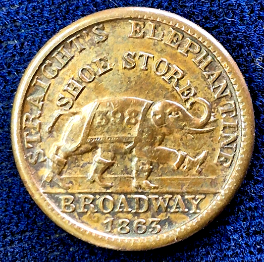 1863 Albany New York Civil War Token Straights ElephantIne Boots Shoe Store 398