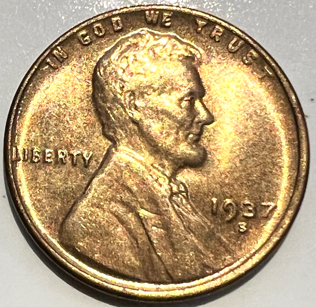 1937 S Lincoln Wheat Cent BU Brilliant Uncirculated Gem from OBW Bank Roll