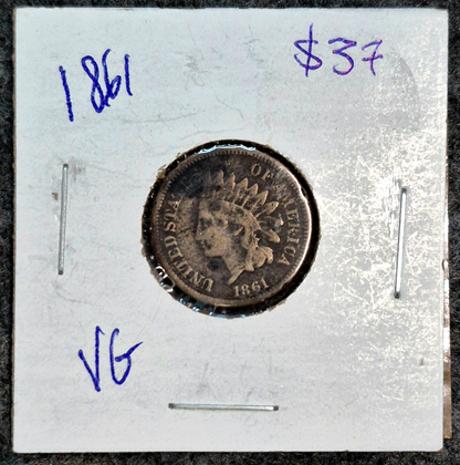 Better Date 1861 Indian Head Cent  VG Features, Variety II (1861-1864) Chunky
