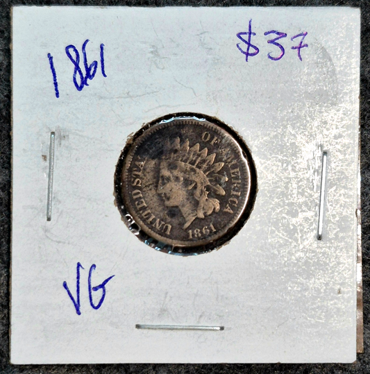 Better Date 1861 Indian Head Cent  VG Features, Variety II (1861-1864) Chunky