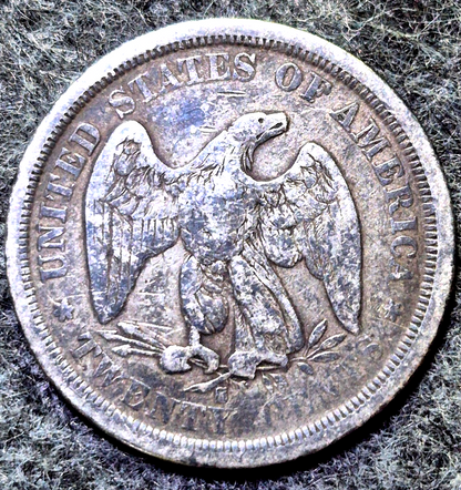 1875-S Twenty Cent Piece Seated Liberty 90% Silver F+ Features, S/S? U Judge 20C
