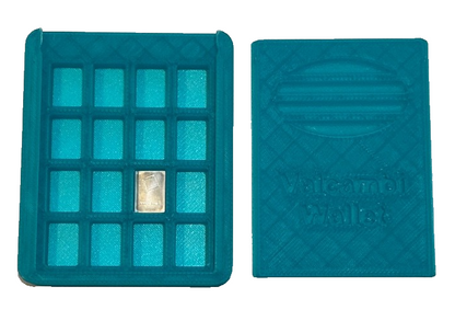 Aqua Valcambi Wallet Holds 32 SILVER Bars Slide Top INCLUDES 1 Gram .999 Bar
