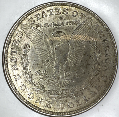 1921 S Morgan CRAZY OBW TONING 90% Silver $1 Dollar OLD BANK WRAPPED TONED COIN