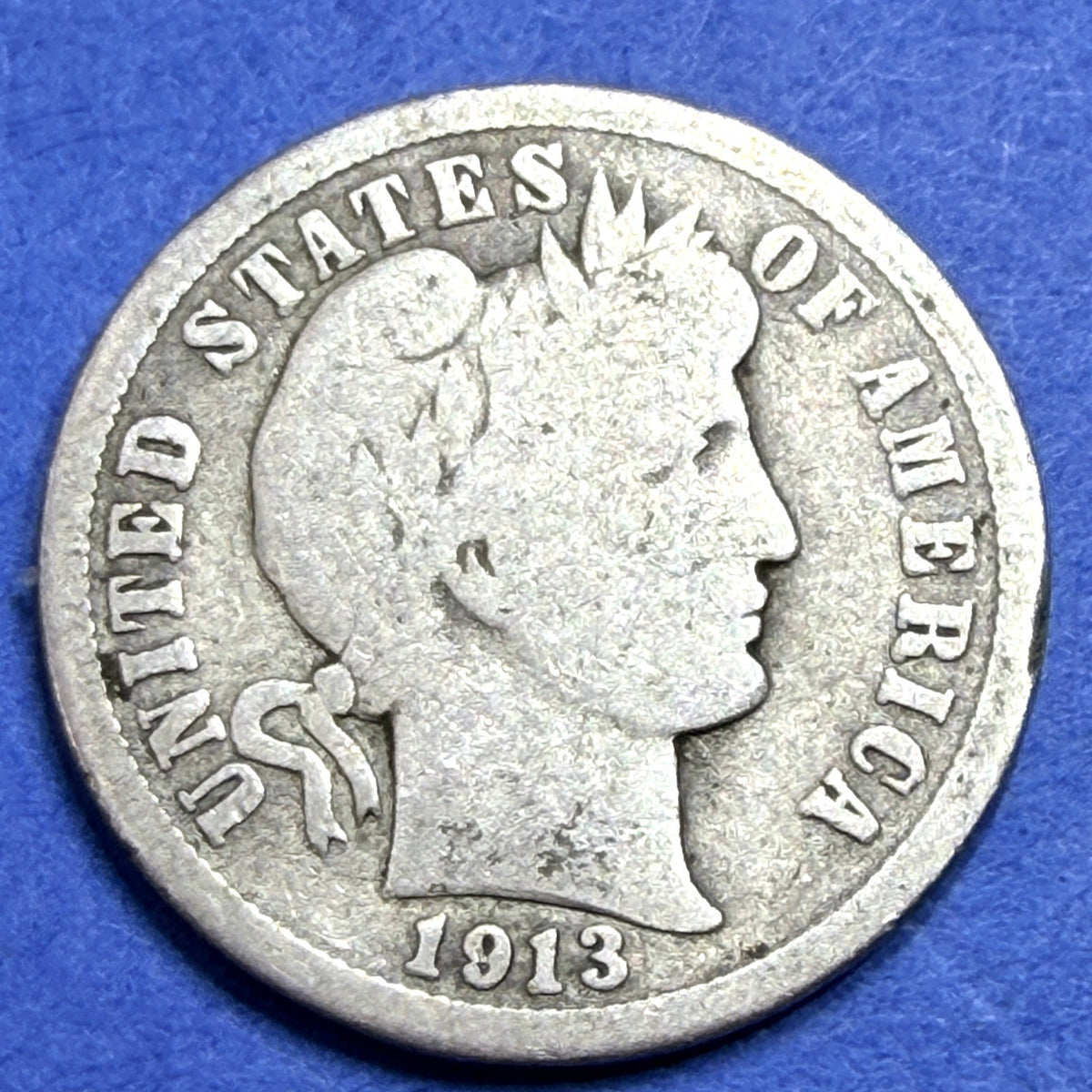 1913 Barber Dime 10C VG Very Good 90% Silver Philadelphia Liberty Head US Coin