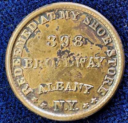 1863 Albany New York Civil War Token Straights ElephantIne Boots Shoe Store 398