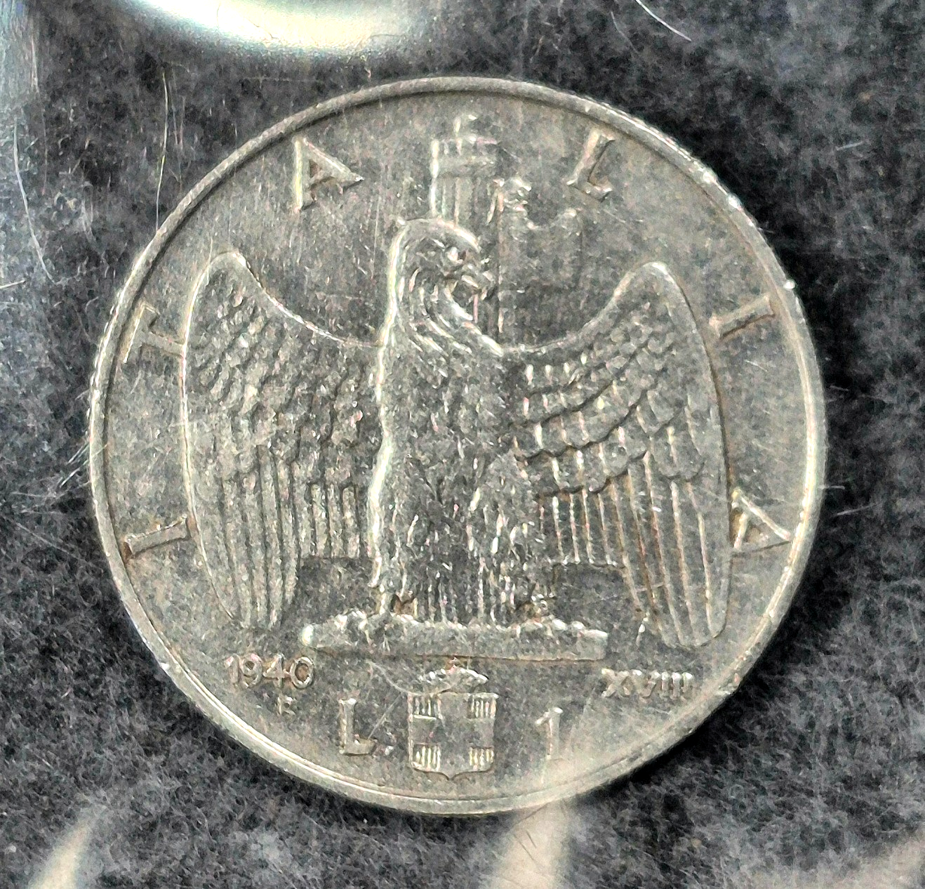 IL Duce: Italy At War 1 1940 1 Lira Coin In Sleeve With Mussolini Story Card
