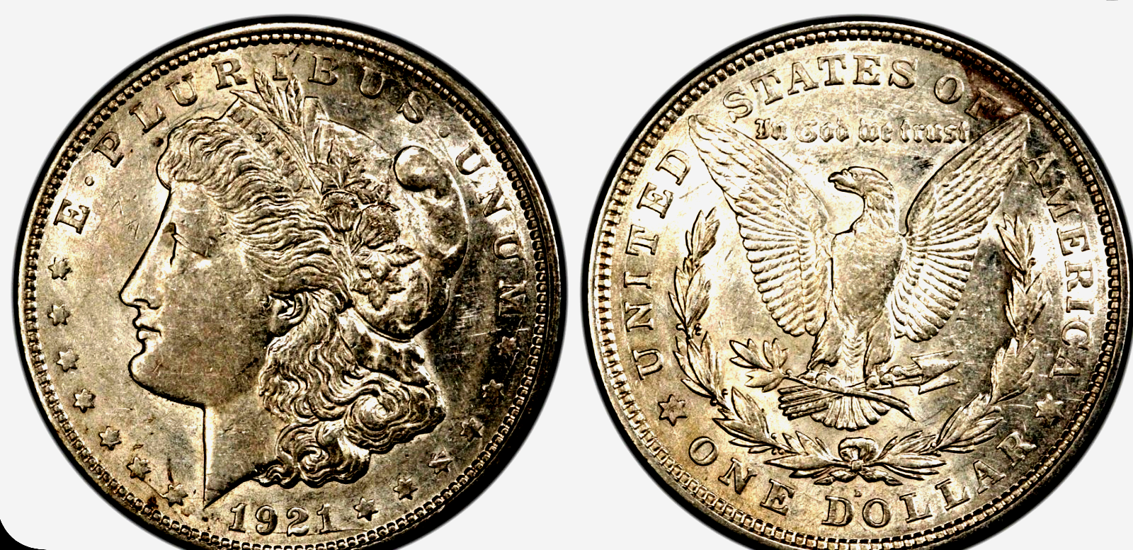 (1) 1921-D Morgan Dollar 90% Silver Collectable Crisp AU+ Features 1$