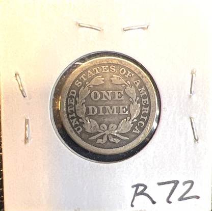 1845 Liberty Seated Dime 90% Silver 10c Coin Full Liberty Fine - Very Fine