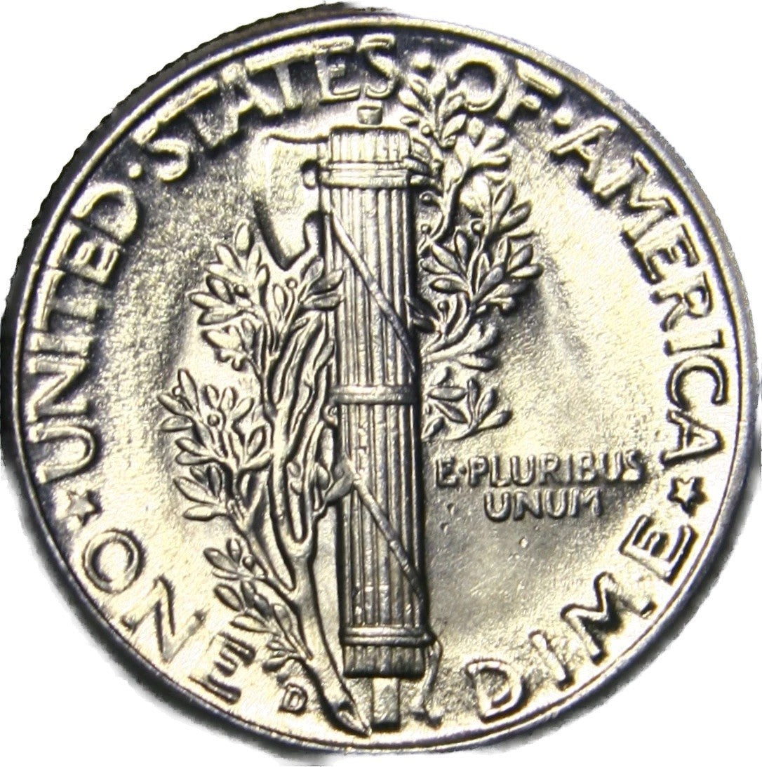 1944 D Mercury Dime BU Brilliant Uncirculated 90% Silver 10c FSB White Coin