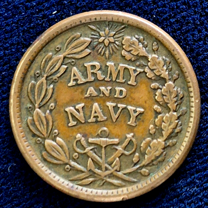 1860's United States CIVIL WAR PATRIOTIC Token ARMY NAVY,  AU+ Features