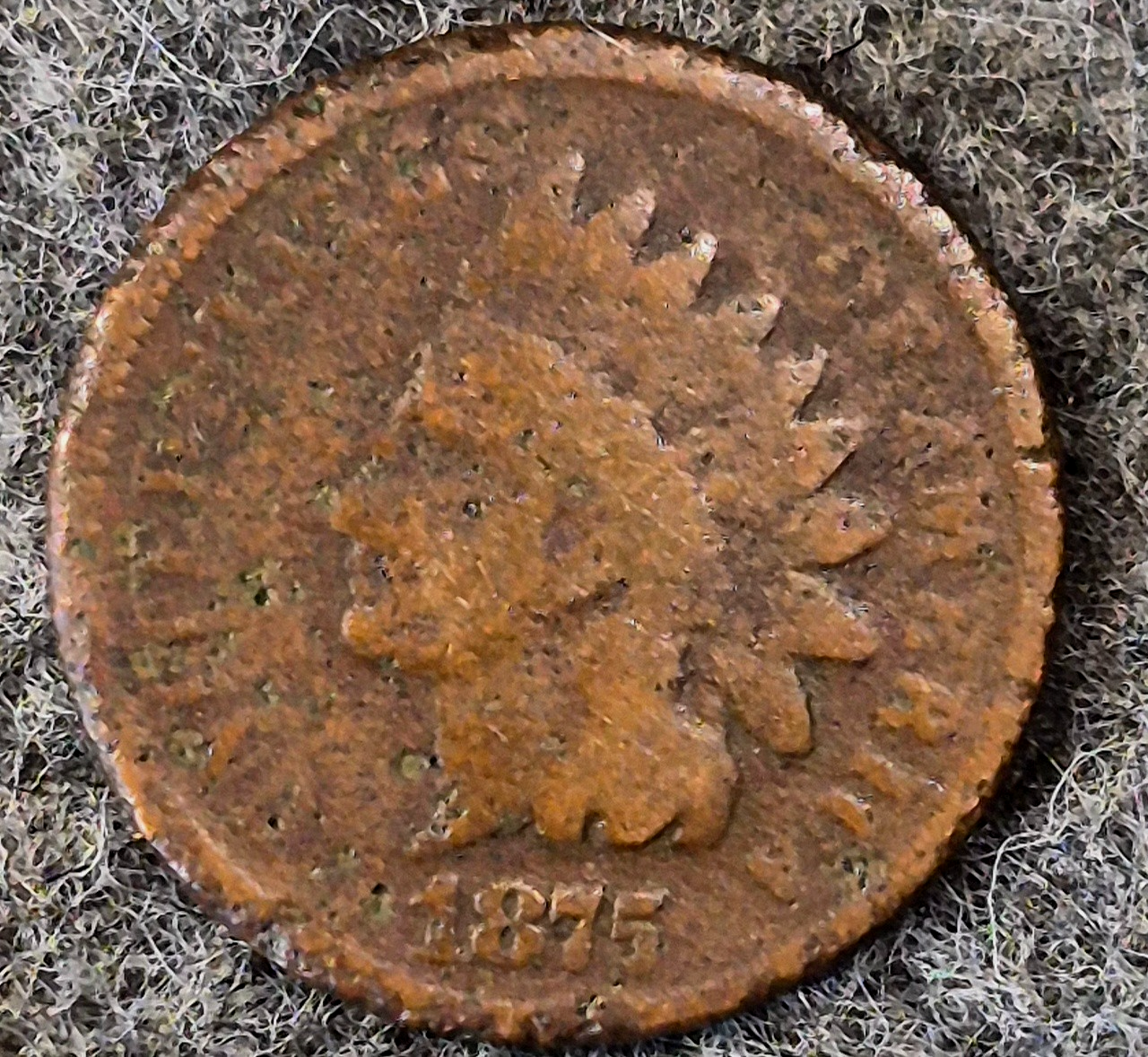 1875 Indian Head Cent Penny AG or Less Features, Hole Filler, Coin Pictured 1C