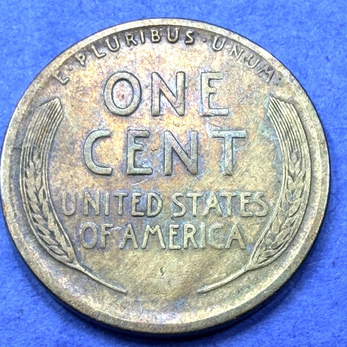 1917-S Lincoln Wheat Cent Toner 1C Penny San Francisco Mint XF Gold Violet Tone