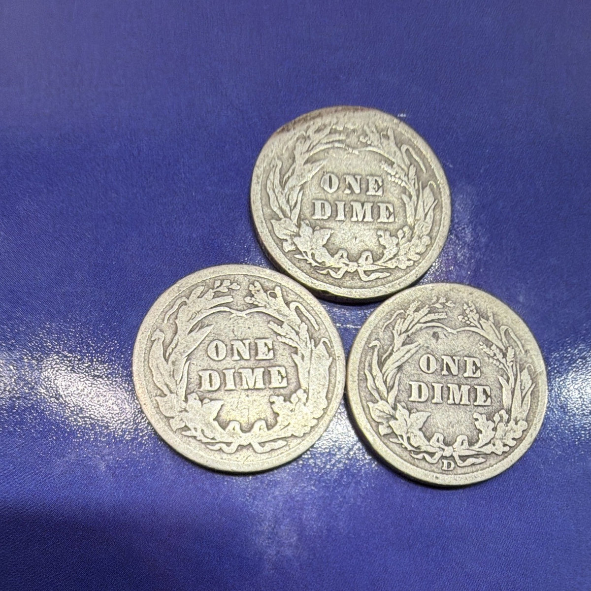 1903 1907 1911 Barber Dime 10C Lot of 3 G Good 90% Silver Three Dates US Coins