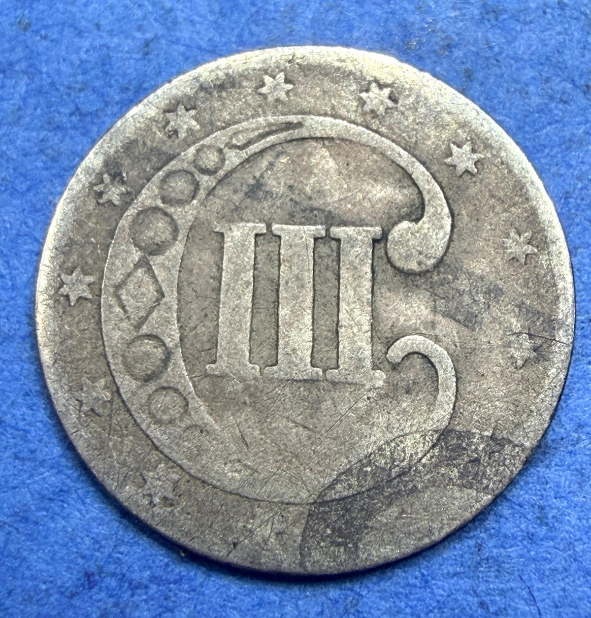 1852 Three Cent Silver Trime 3CS G Good Type 1 Pre Civil War US Smallest Coin