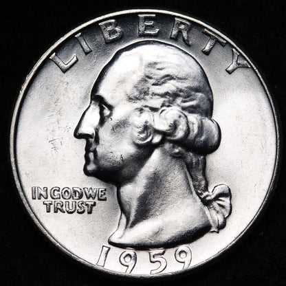 1959 P Washington 90% SILVER Quarter BU UNCIRCULATED Coin From OBW Bank Roll