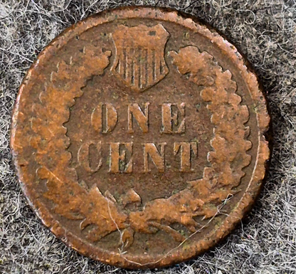 1875 Indian Head Cent Penny AG or Less Features, Hole Filler, Coin Pictured 1C