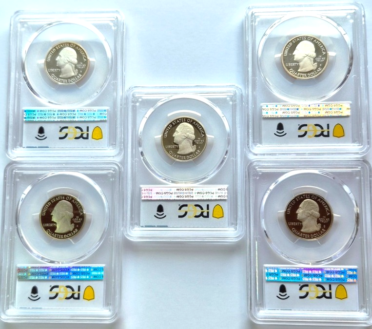 2010 S National Parks 5 Coin Quarter Set PCGS PR69DCAM Special Flag NP Label