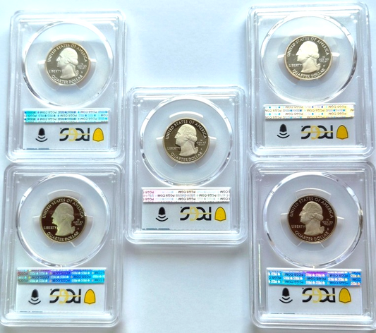 2010 S National Parks 5 Coin Quarter Set PCGS PR69DCAM Special Flag NP Label