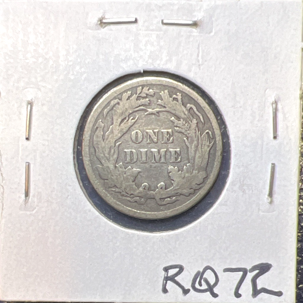 1891 Liberty Seated Dime 90% Silver 10c Coin Full Liberty Very Fine+ Last Year